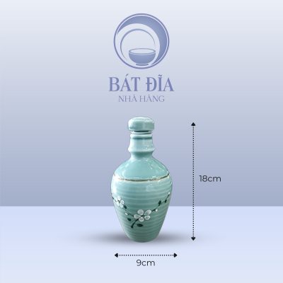 Kích Thước Bình Rượu Men Lam Hoa Đào Trắng