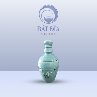 Bình Rượu Men Lam Hoa Đào Trắng