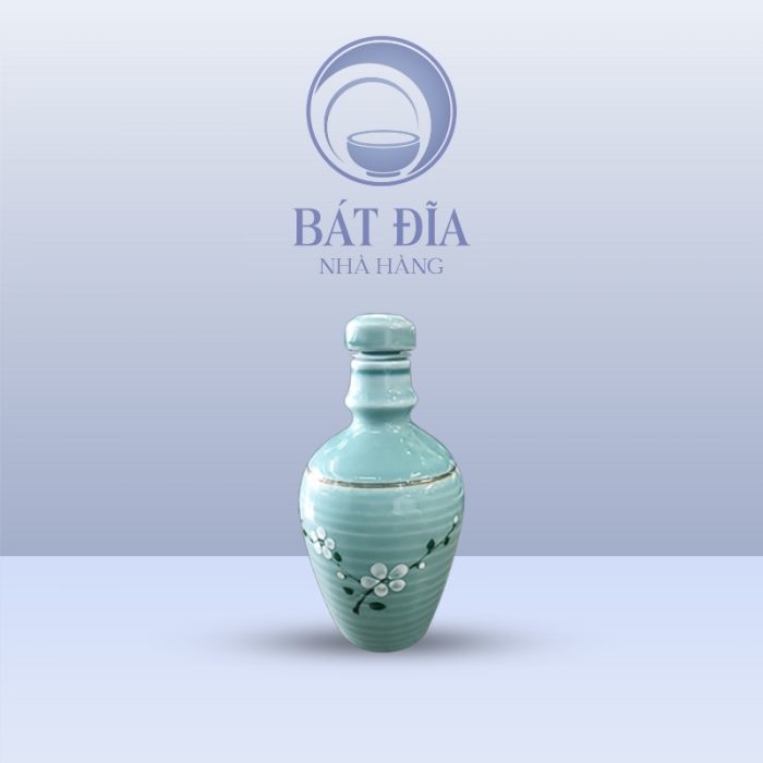 Bình Rượu Men Lam Hoa Đào Trắng