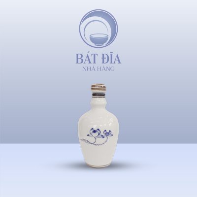 Bình Rượu Men Trắng Vẽ Sen Lam