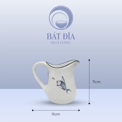 Kích Thước Bĩnh Sữa Men Kem Vẽ Cá Xanh