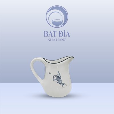 Bĩnh Sữa Men Kem Vẽ Cá Xanh