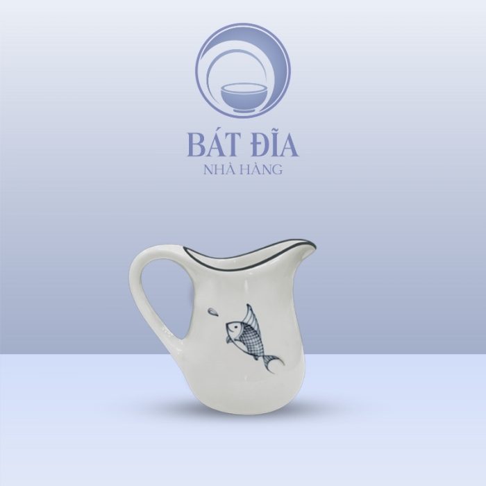 Bĩnh Sữa Men Kem Vẽ Cá Xanh