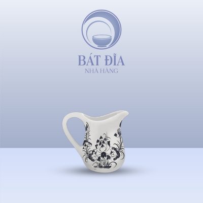 Bình Sữa Men Trắng Vẽ Hoa Sen Đen