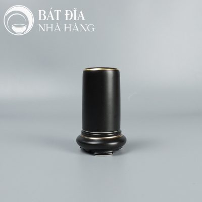 Bộ Bát Đĩa Men Matt Đen Viền Vàng Kim
