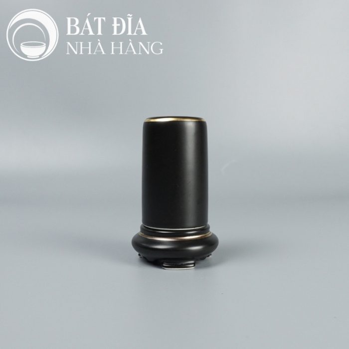 Bộ Bát Đĩa Men Matt Đen Viền Vàng Kim