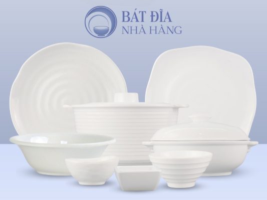 Bộ bát đĩa Men Trắng Melamine