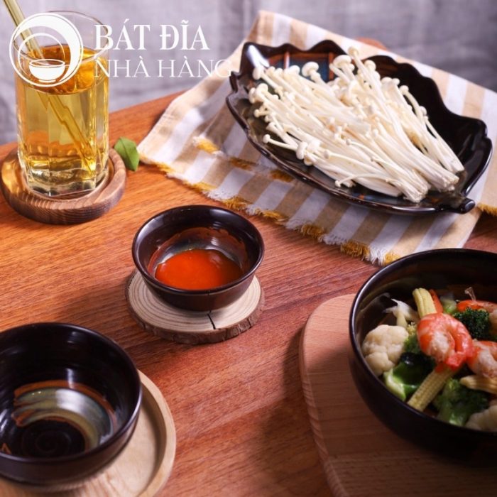 Bộ Bát Đĩa Men Hỏa Biến Nâu