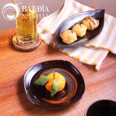 Bộ Bát Đĩa Men Hỏa Biến Nâu