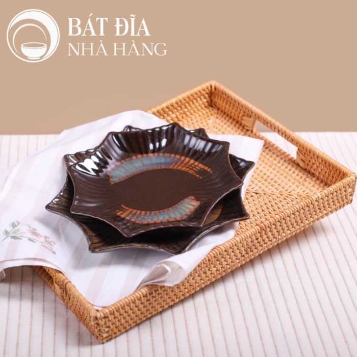 Bộ Bát Đĩa Men Hỏa Biến Nâu