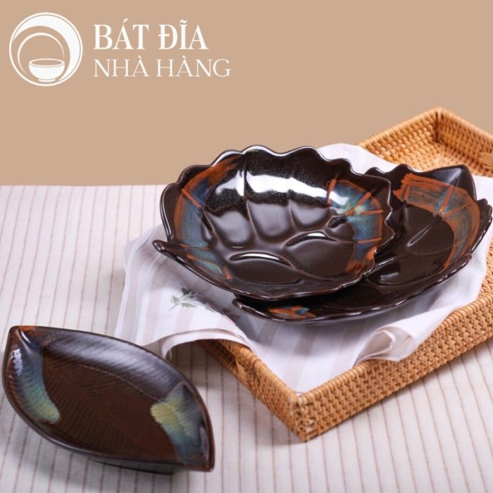 Bộ Bát Đĩa Men Hỏa Biến Nâu