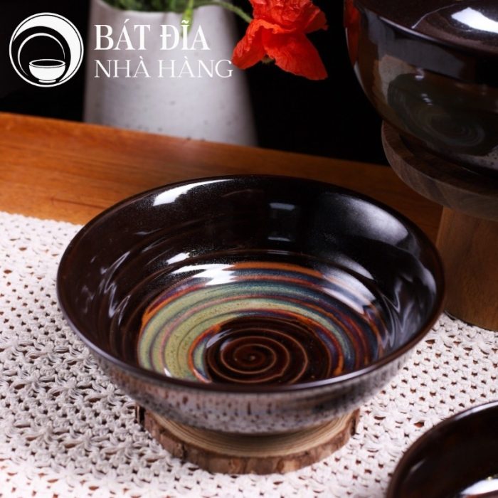 Bộ Bát Đĩa Men Hỏa Biến Nâu