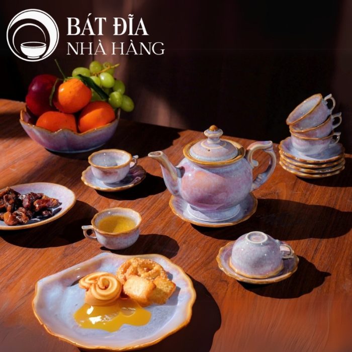 Bộ Bát Đĩa Men Hỏa Biến Tím