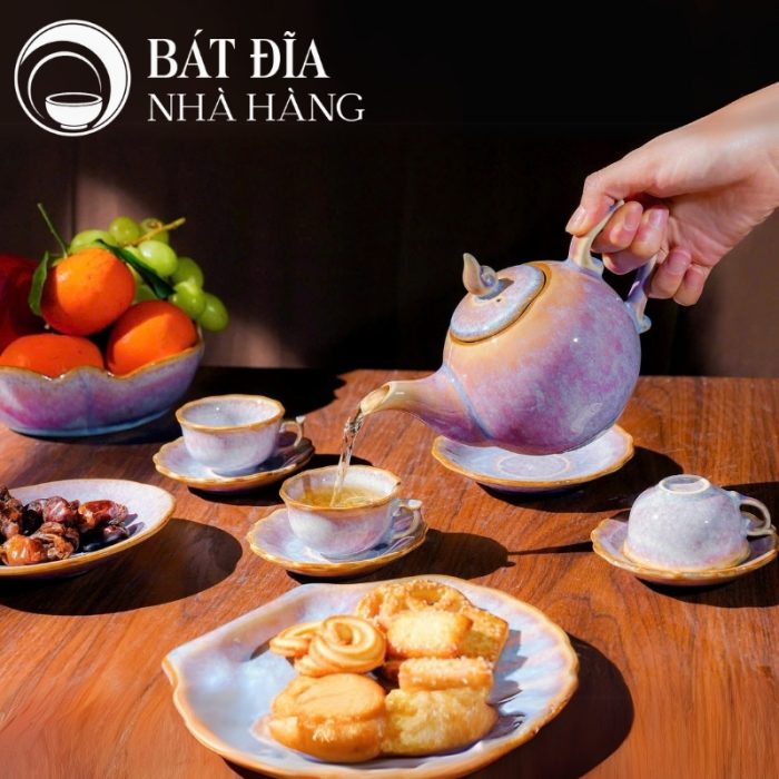 Bộ Bát Đĩa Men Hỏa Biến Tím