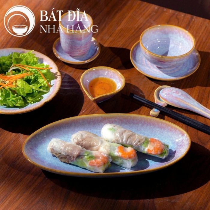 Bộ Bát Đĩa Men Hỏa Biến Tím