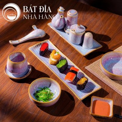 Bộ Bát Đĩa Men Hỏa Biến Tím