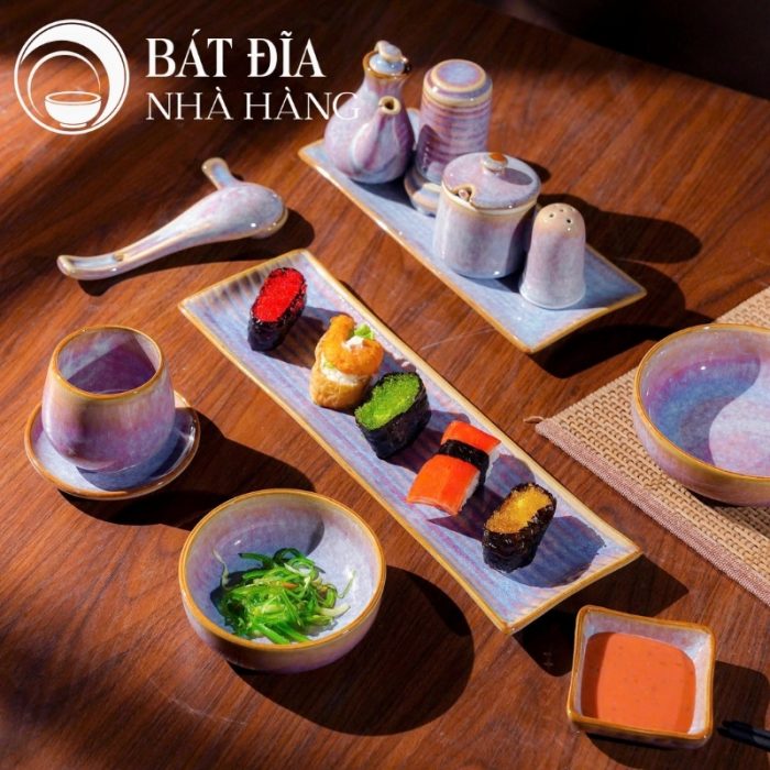 Bộ Bát Đĩa Men Hỏa Biến Tím