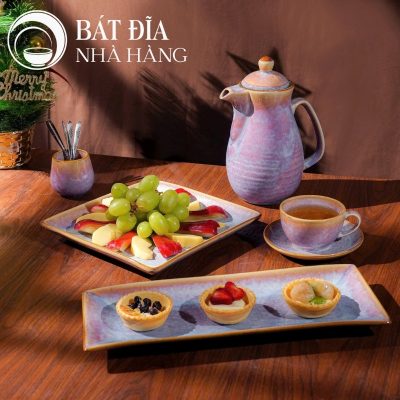 Bộ Bát Đĩa Men Hỏa Biến Tím