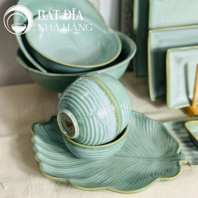 Bộ Bát Đĩa Men Hỏa Biến Xanh Ngọc