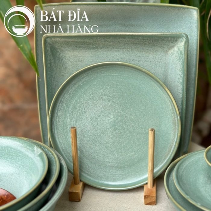 Bộ Bát Đĩa Men Hỏa Biến Xanh Ngọc