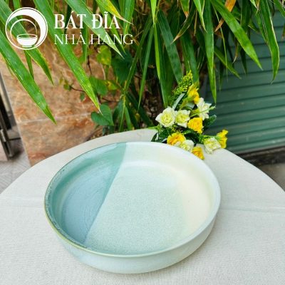 Bộ Bát Đĩa Men Hỏa Biến Xanh Trắng