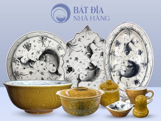 Bộ bát đĩa Men Nâu Cá Chép
