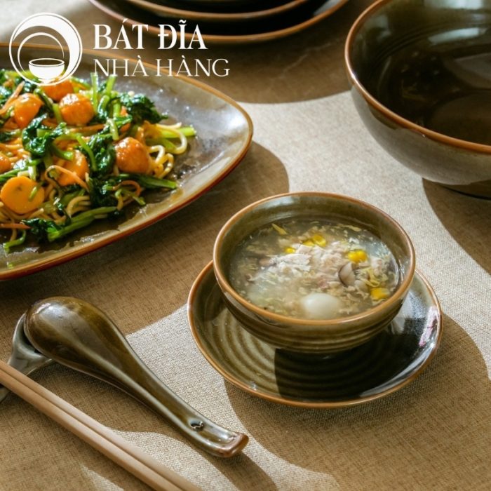 Bộ Bát Đĩa Men Rêu
