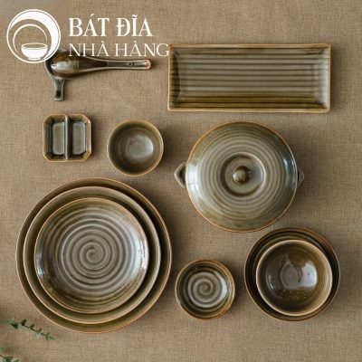 Bộ Bát Đĩa Men Rêu