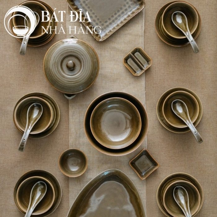 Bộ Bát Đĩa Men Rêu
