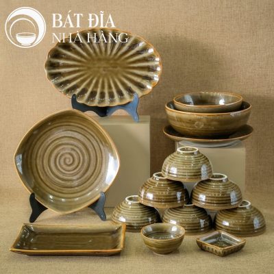 Bộ Bát Đĩa Men Rêu