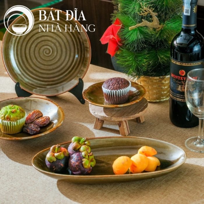 Bộ Bát Đĩa Men Rêu