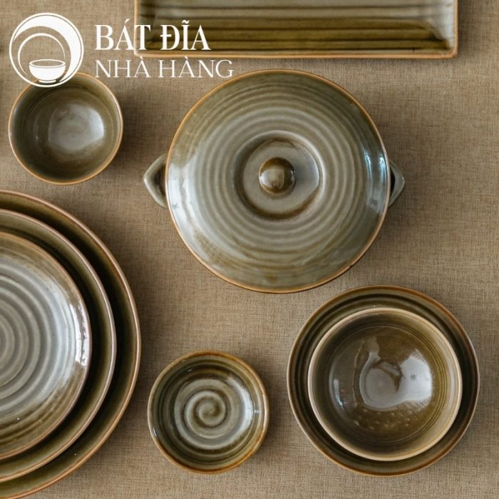 Bộ Bát Đĩa Men Rêu