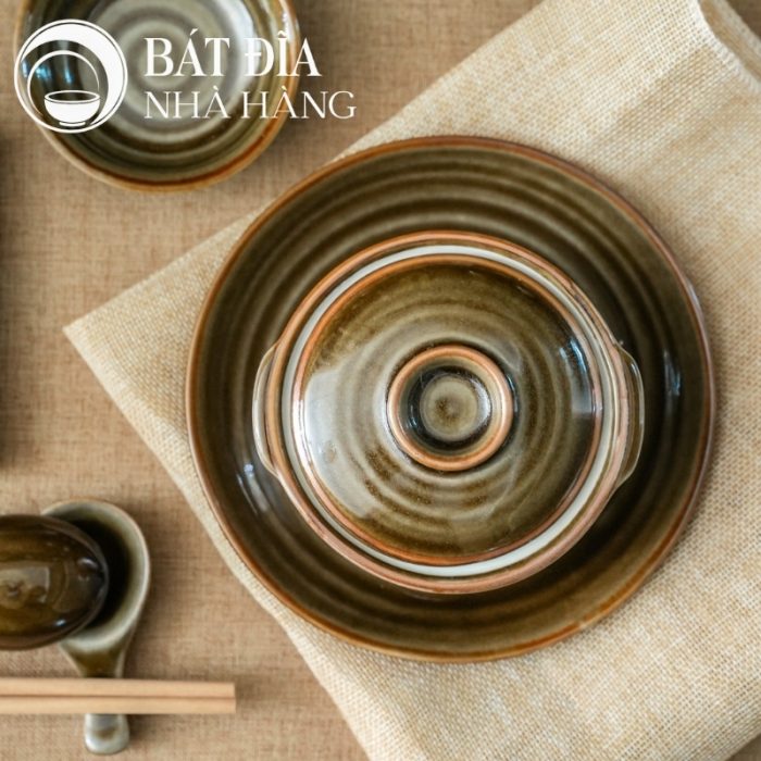 Bộ Bát Đĩa Men Rêu