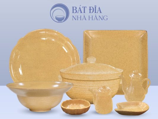 Bộ bát đĩa Men Sứ Vàng