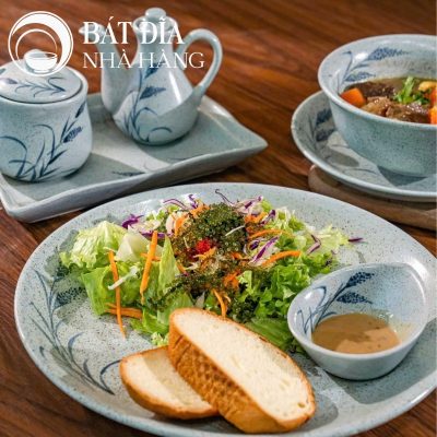 Bộ Bát Đĩa Men Tiêu Vẽ Hoa Cỏ Lau