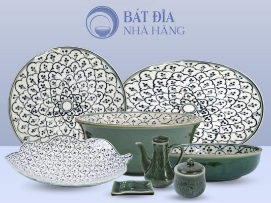 Bộ bát đĩa Men Xanh Hoa Bèo