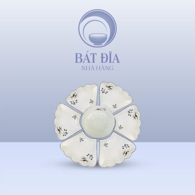 Bộ Mặt Trời Men Kem Vẽ Sen Nâu