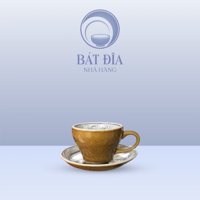 Bộ Tách Cà Phê Men Nâu Cá Chép