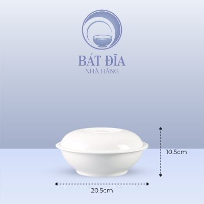 Kích Thước Bộ Thố Cơm Có Nắp Melamine Trắng