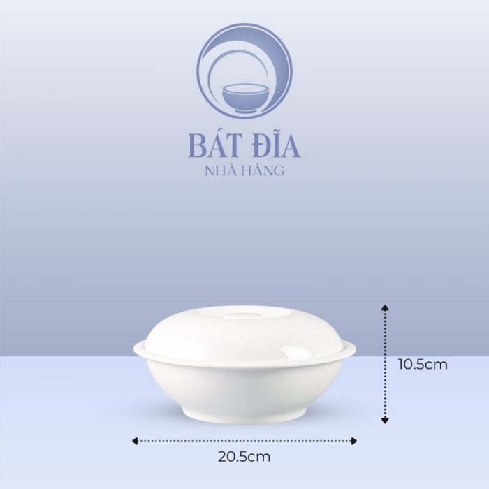 Kích Thước Bộ Thố Cơm Có Nắp Melamine Trắng