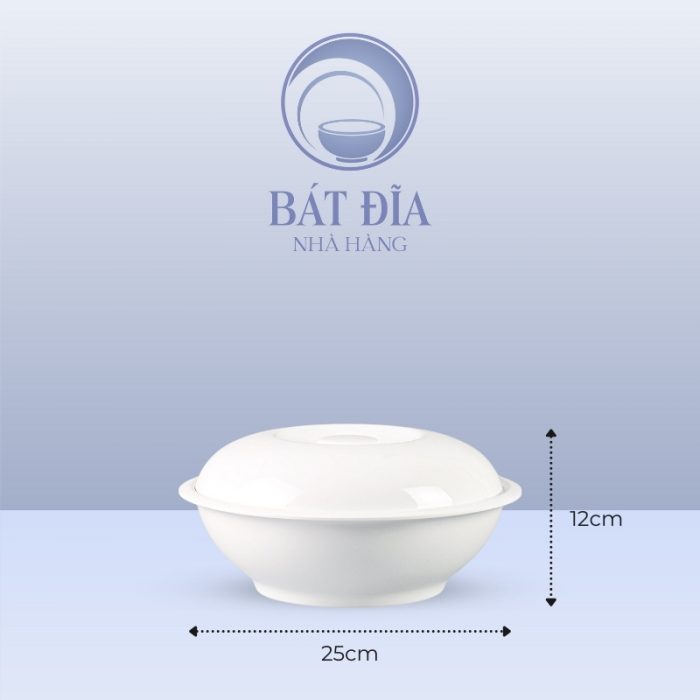 Kích Thước Bộ Thố Cơm Có Nắp Melamine Trắng