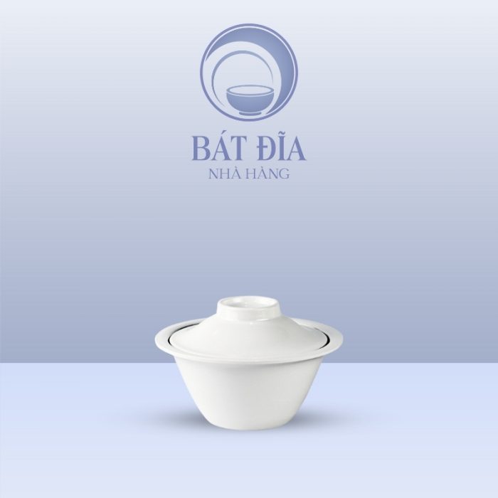 Bộ Thố Soup Có Nắp Melamine Trắng