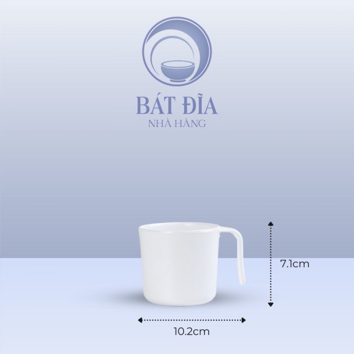 Kích Thước Ca Có Quai Melamine Trắng