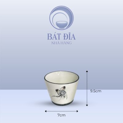 Kích Thước Chén Rượu Men Kem Vẽ Sen Nâu