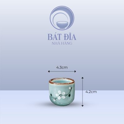 Kích Thước Chén Rượu Men Lam Hoa Đào Trắng