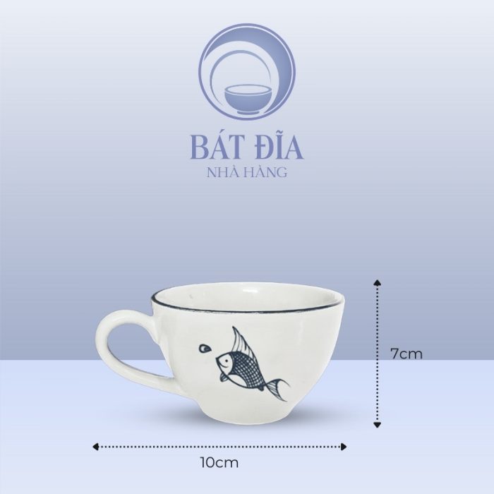 Kích Thước Cốc Cappuccino Men Kem Vẽ Cá Xanh