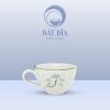 Cốc Cappuccino Men Kem Vẽ Sen Xanh