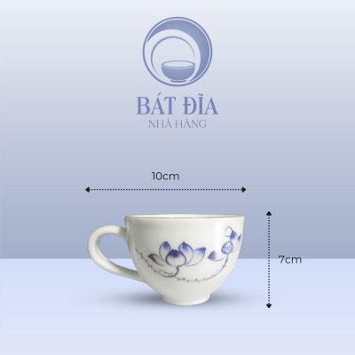 Kích Thước Cốc Cappuccino Men Trắng Vẽ Sen Lam