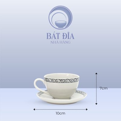 Kích Thước Cốc Cappuccino Men Trắng Vẽ Hoa Dây