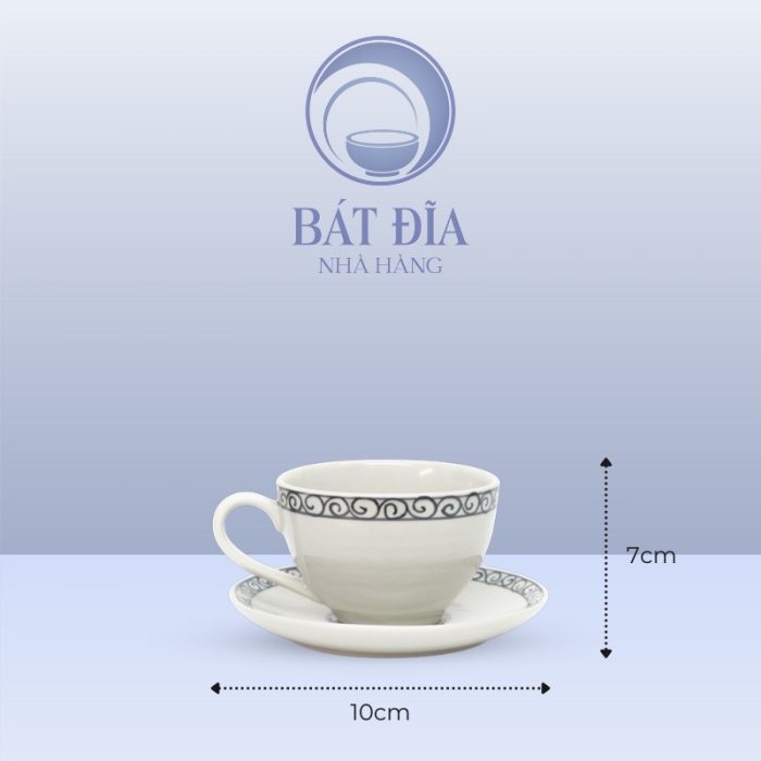 Kích Thước Cốc Cappuccino Men Trắng Vẽ Hoa Dây